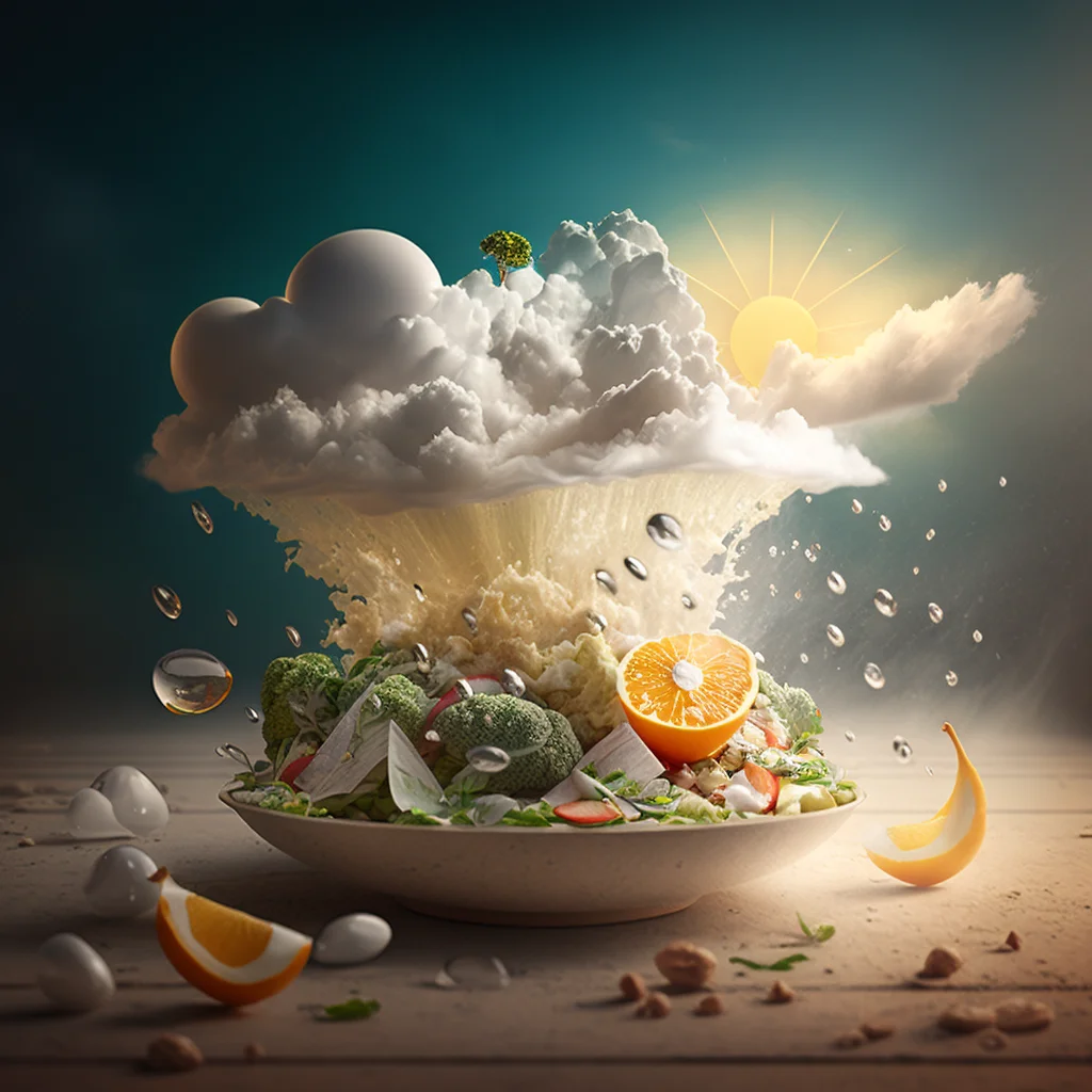 dish with sunlight, wind, clouds ingredients